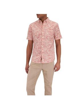 NWT Faherty Playa Coral Tile Print Short Sleeve Button Down Shirt S